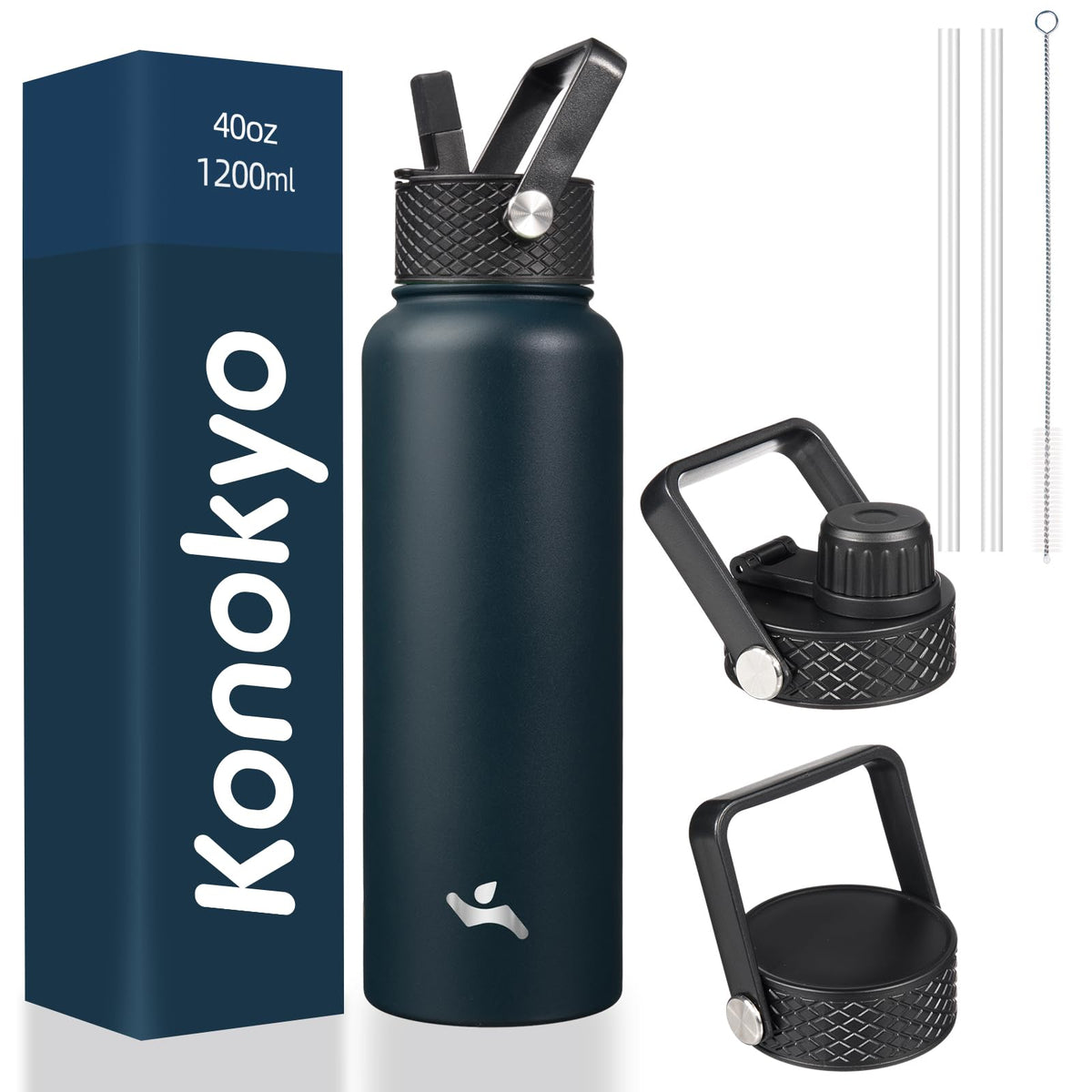 Konokyo 22 oz Insulated Stainless Steel Water Bottle with Straw Lid
