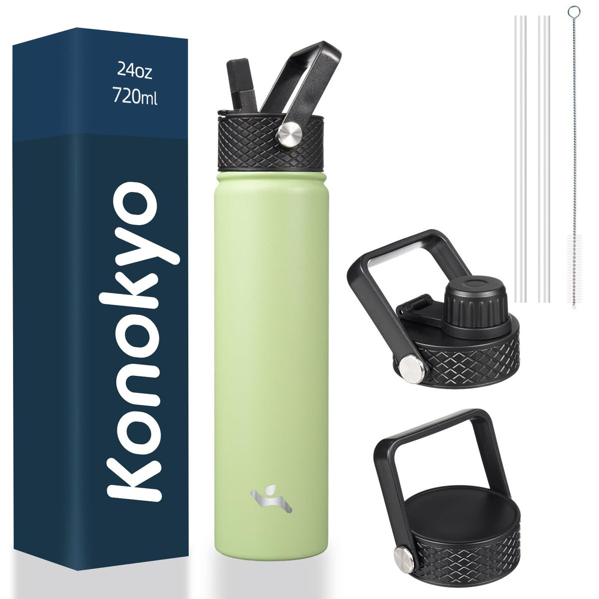 Konokyo 22 oz Insulated Stainless Steel Water Bottle with Straw Lid