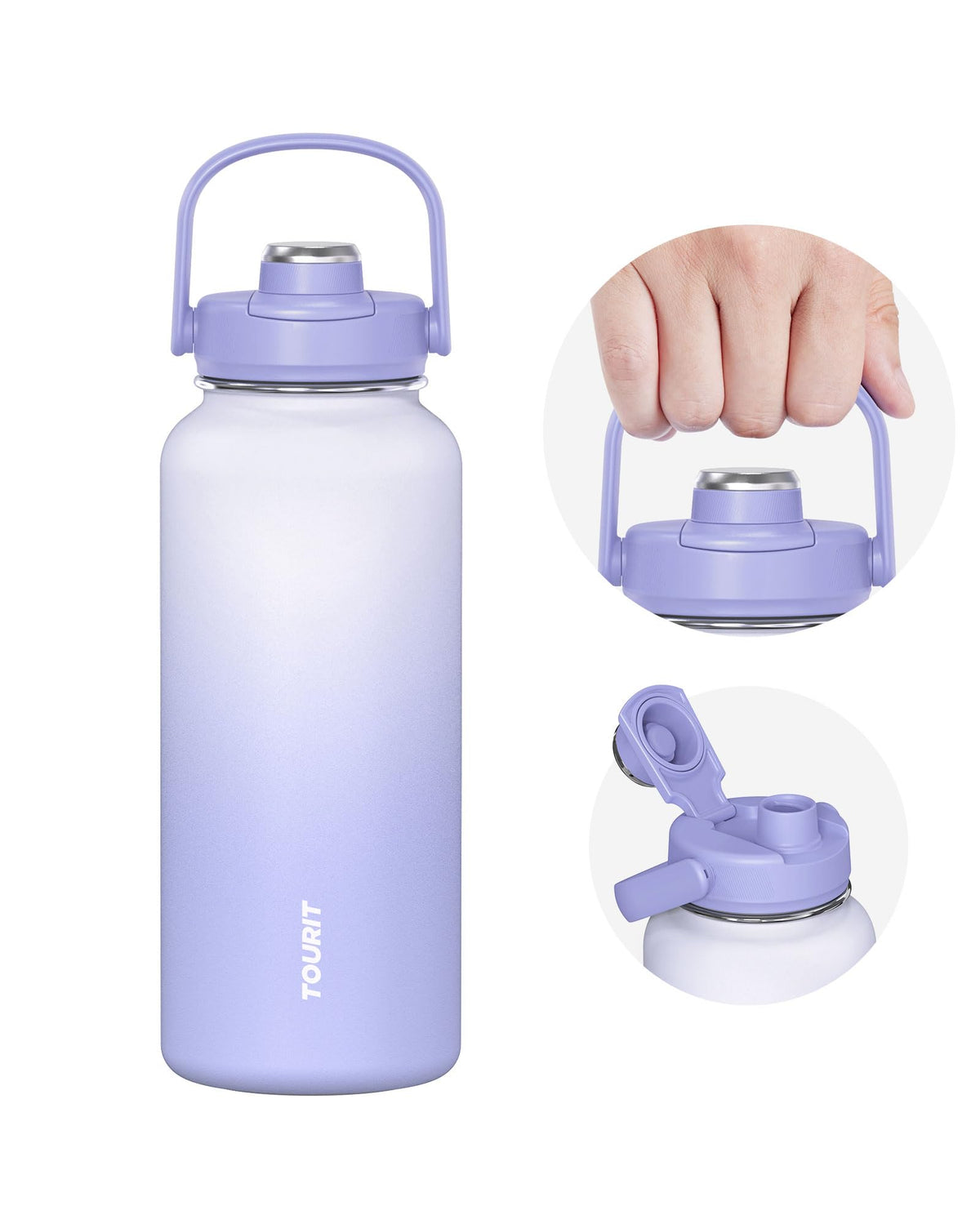 TOURIT 24 oz Insulated Stainless Steel Water Bottle, Obsidian