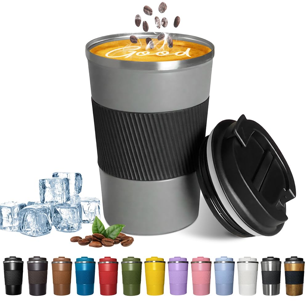 Insulated Travel Coffee Mug, Stainless Steel Coffee Cup with Leakproof Lid
