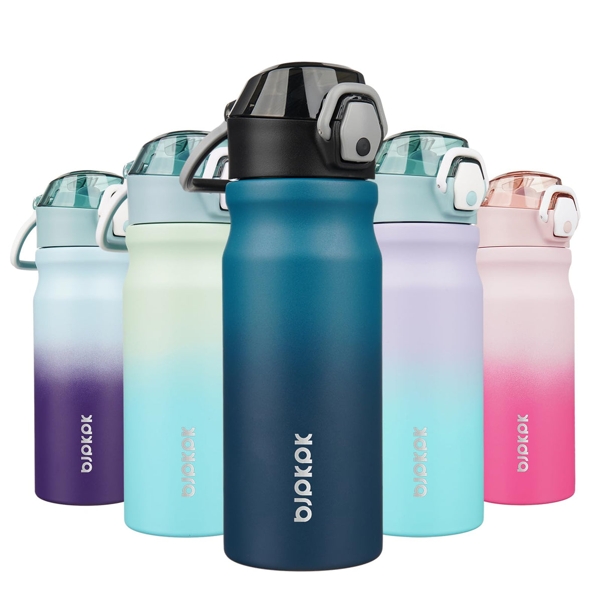 BJPKPK 18 oz Water Bottle with Straw & Handle, Insulated Stainless Flask