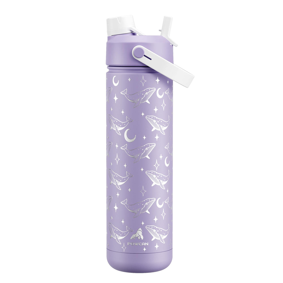 POWCAN 26 oz Insulated Water Bottle with 2-in-1 Straw and Spout Lid, Keep Cold 24H, Leak-Proof, Fits in Car Cup Holder, Stainless Steel Water Bottle for Sports, Travel, and School (Cotton Candy)