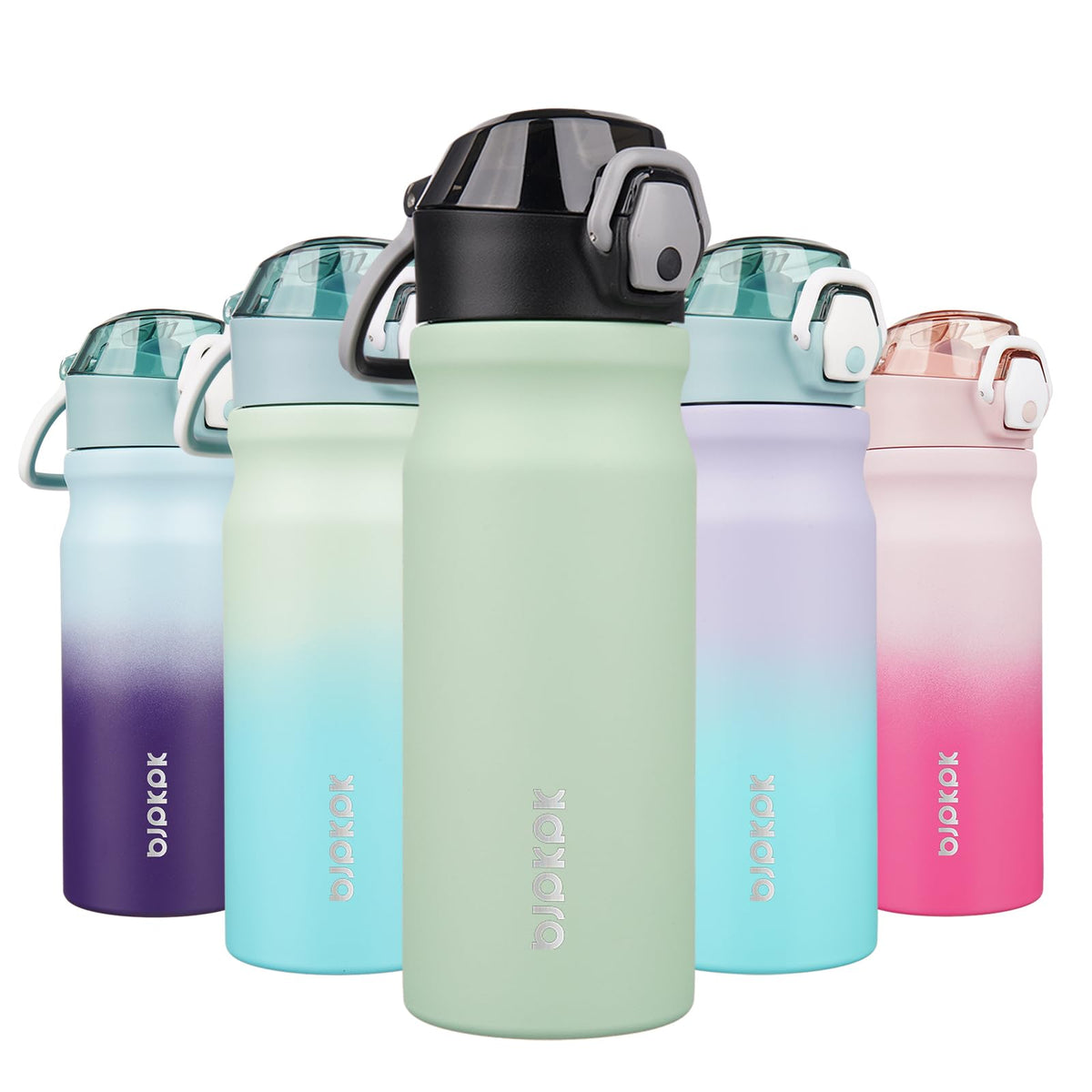 BJPKPK 18 oz Water Bottle with Straw & Handle, Insulated Stainless Flask