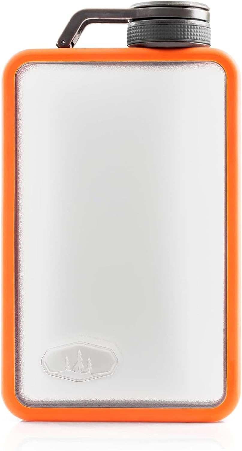 GSI Outdoors Boulder Flask, Shatter-Resistant, Leakproof Hip Flask with Clear Body & Silicone Grip, BPA-Free Bottle for Hiking, Camping & Travel