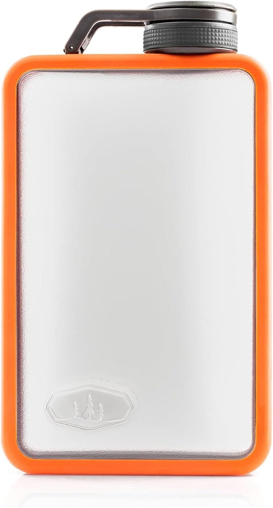 GSI Outdoors Boulder Flask, Shatter-Resistant, Leakproof Hip Flask with Clear Body & Silicone Grip, BPA-Free Bottle for Hiking, Camping & Travel