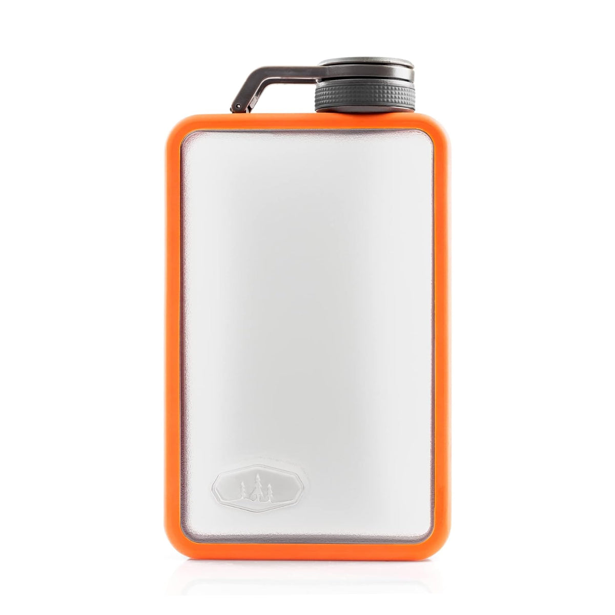 GSI Outdoors Boulder Flask, Shatter-Resistant, Leakproof Hip Flask with Clear Body & Silicone Grip, BPA-Free Bottle for Hiking, Camping & Travel