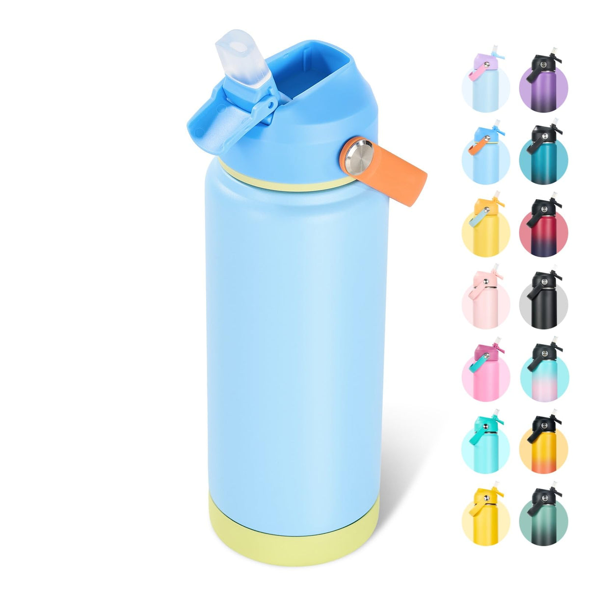 Fijinhom 18oz Insulated Stainless Steel Water Bottle, Wide Mouth Double Wall Vacuum, Silicone Straw, Sweat & Leak Proof, BPA Free Insulated Water Flask for Travel, Keep Cold 24h Hot 12h, Black
