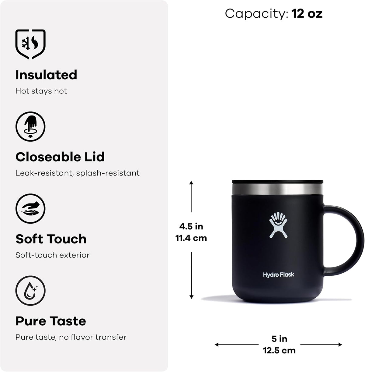 Hydro Flask Coffee Mug – Insulated Stainless Steel, Non Spill, Leak Resistant Travel Mug 12 Oz Indigo Blue