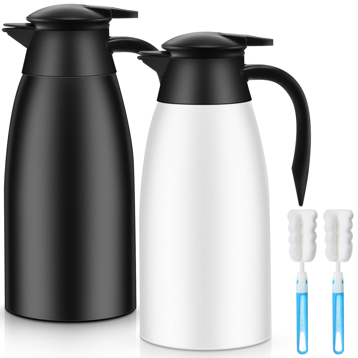 Norme 2 Pcs Thermal Coffee Carafe Creamer, Silver, 68 oz