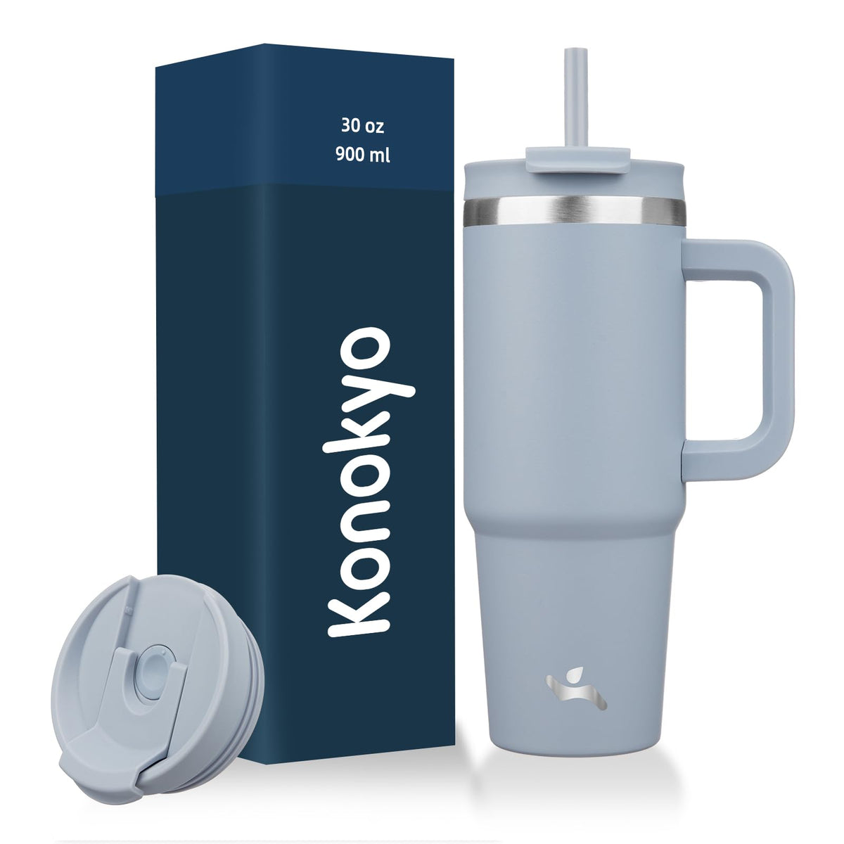 Konokyo 30 oz Insulated Tumbler Water Bottle with Handle, Straw Lid