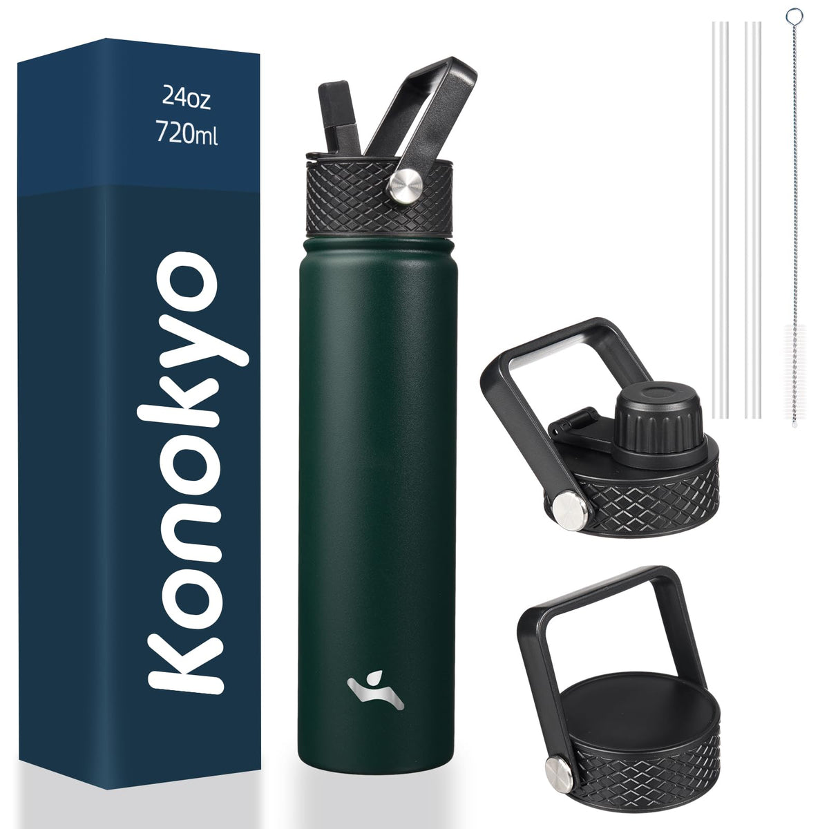 Konokyo 22 oz Insulated Stainless Steel Water Bottle with Straw Lid
