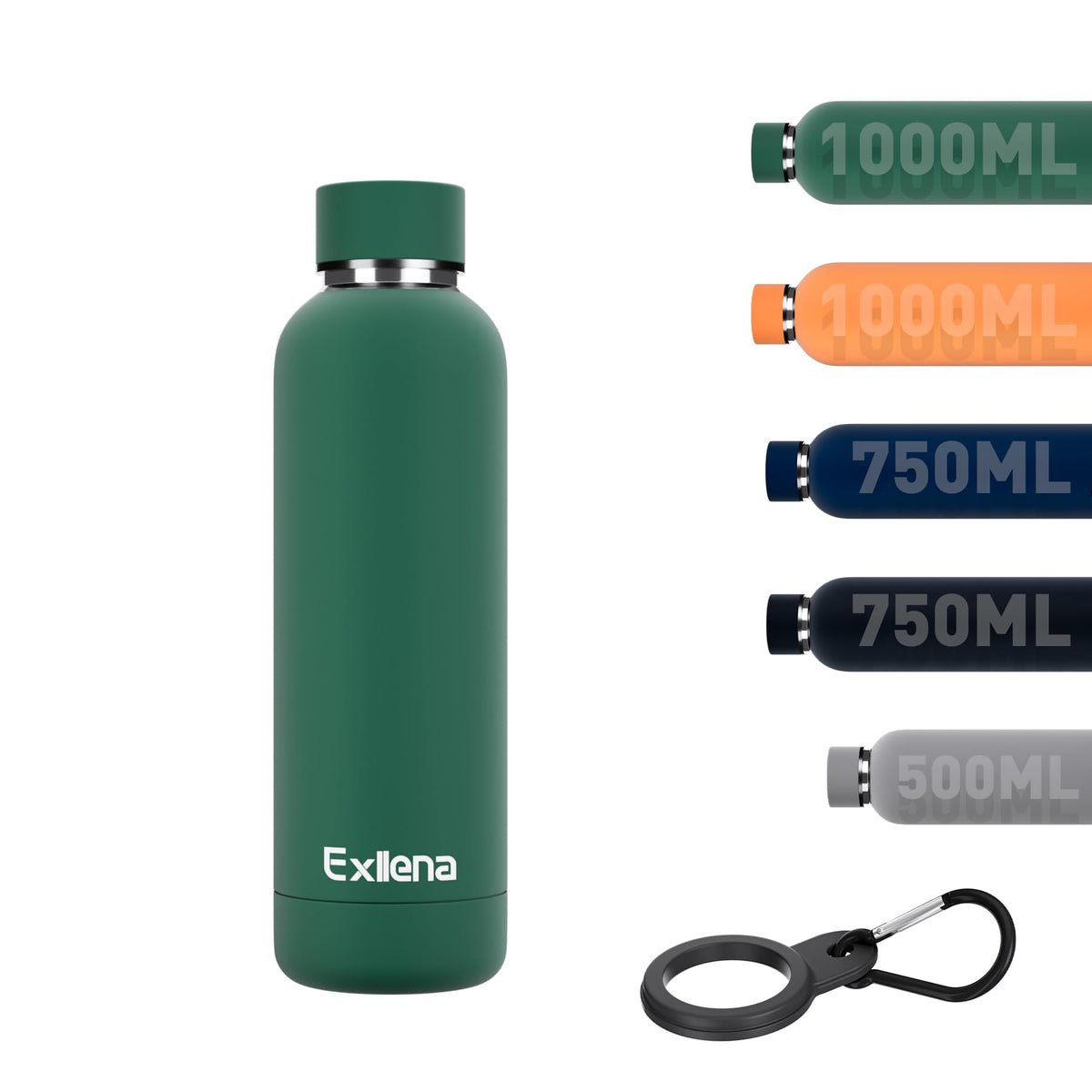 Exllena Small Water Bottle 12oz with Clip, Double Wall Stainless Steel Vacuum Small Insulated Water Bottle Keeps Drinks Cold 24 Hrs/Hot 12 Hrs for Kids Handbag School BPA Free (Mint)