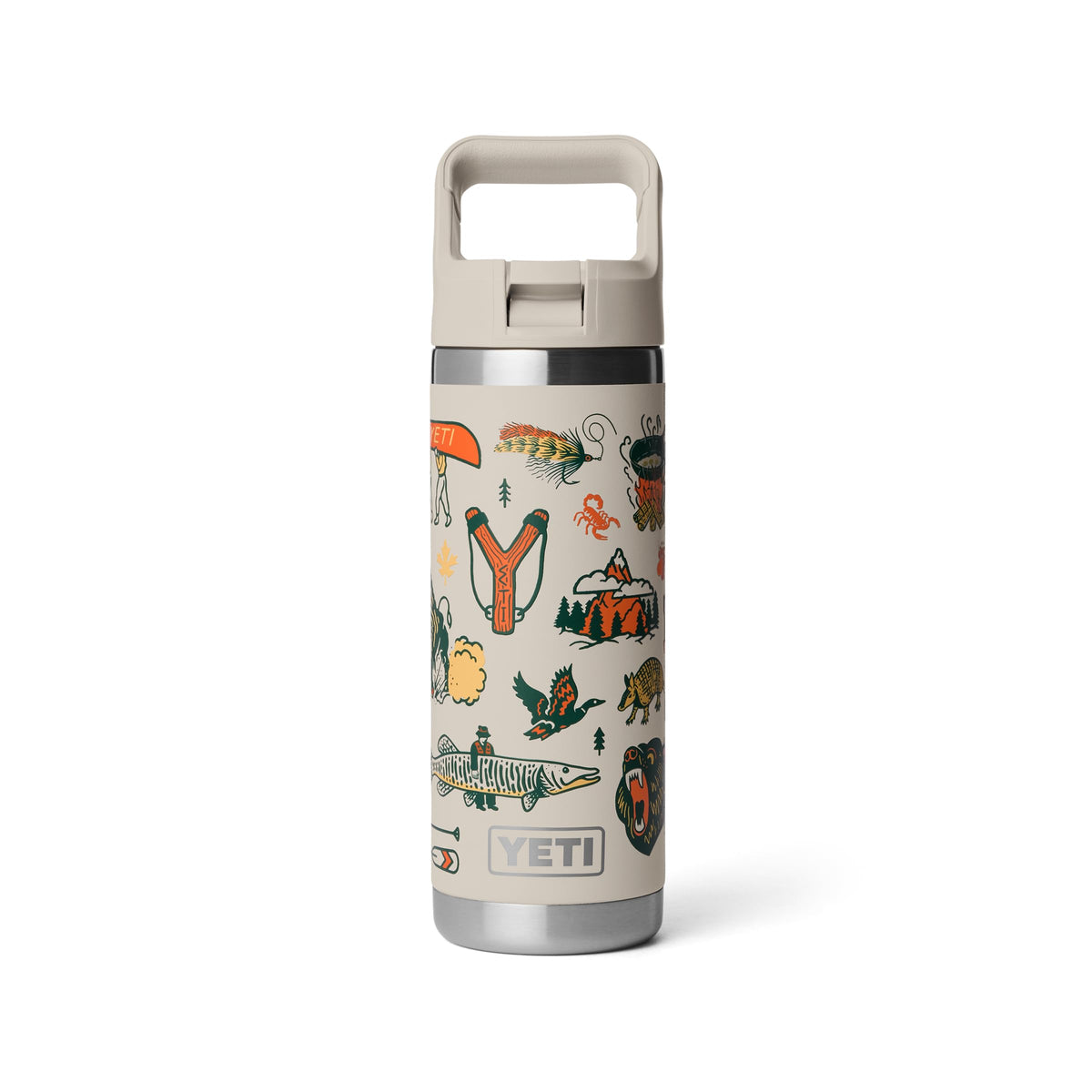 YETI Rambler 18 oz Bottle, Vacuum Insulated, Stainless Steel with Straw Cap, Navy