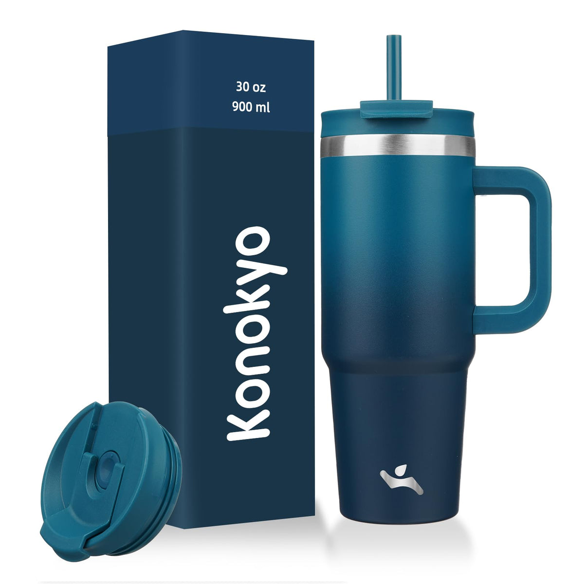 Konokyo 40 oz Insulated Tumbler Water Bottle with Handle, Straw Lid