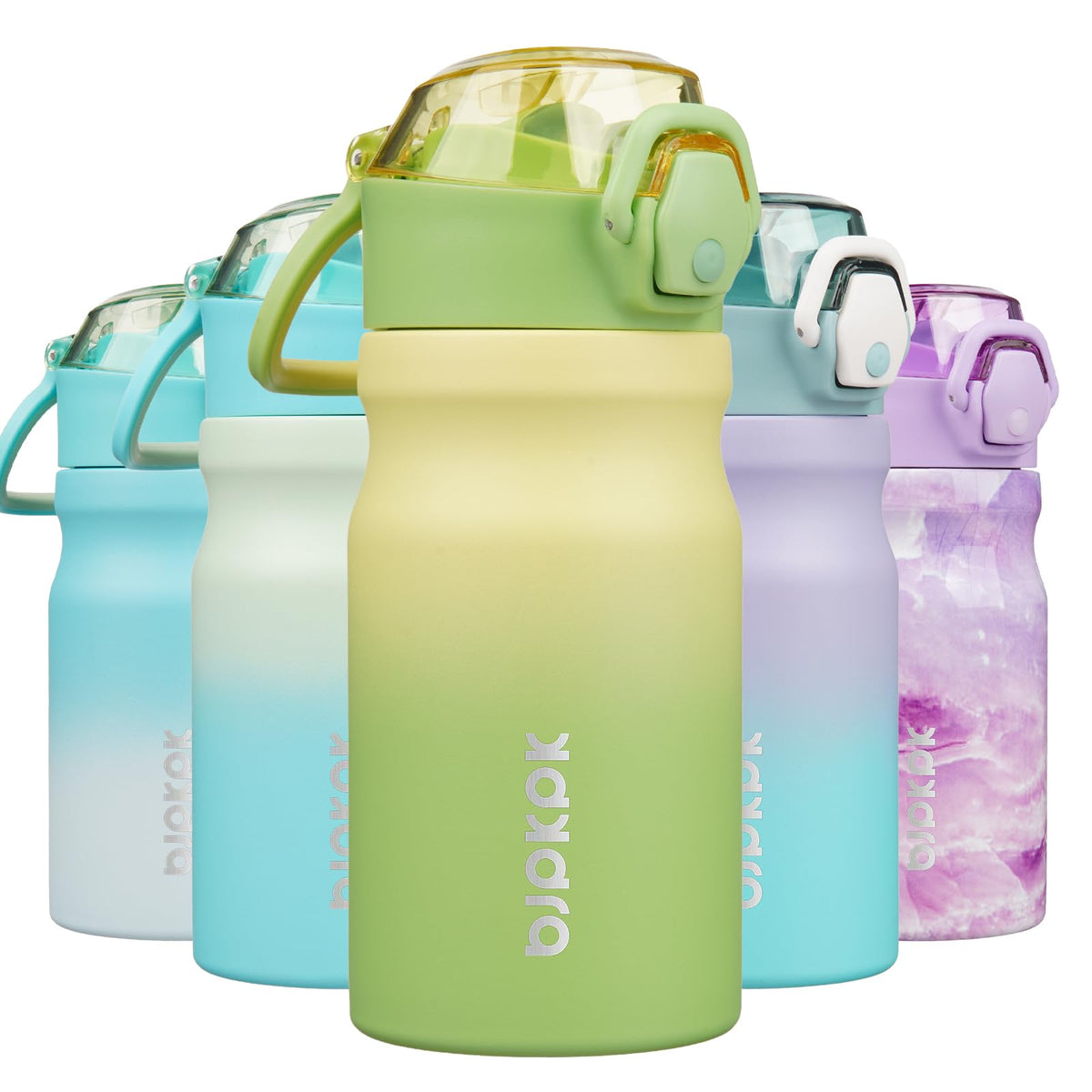 BJPKPK 18 oz Water Bottle with Straw & Handle, Insulated Stainless Flask
