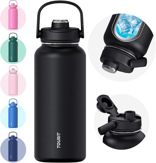TOURIT 24 oz Insulated Stainless Steel Water Bottle, Obsidian