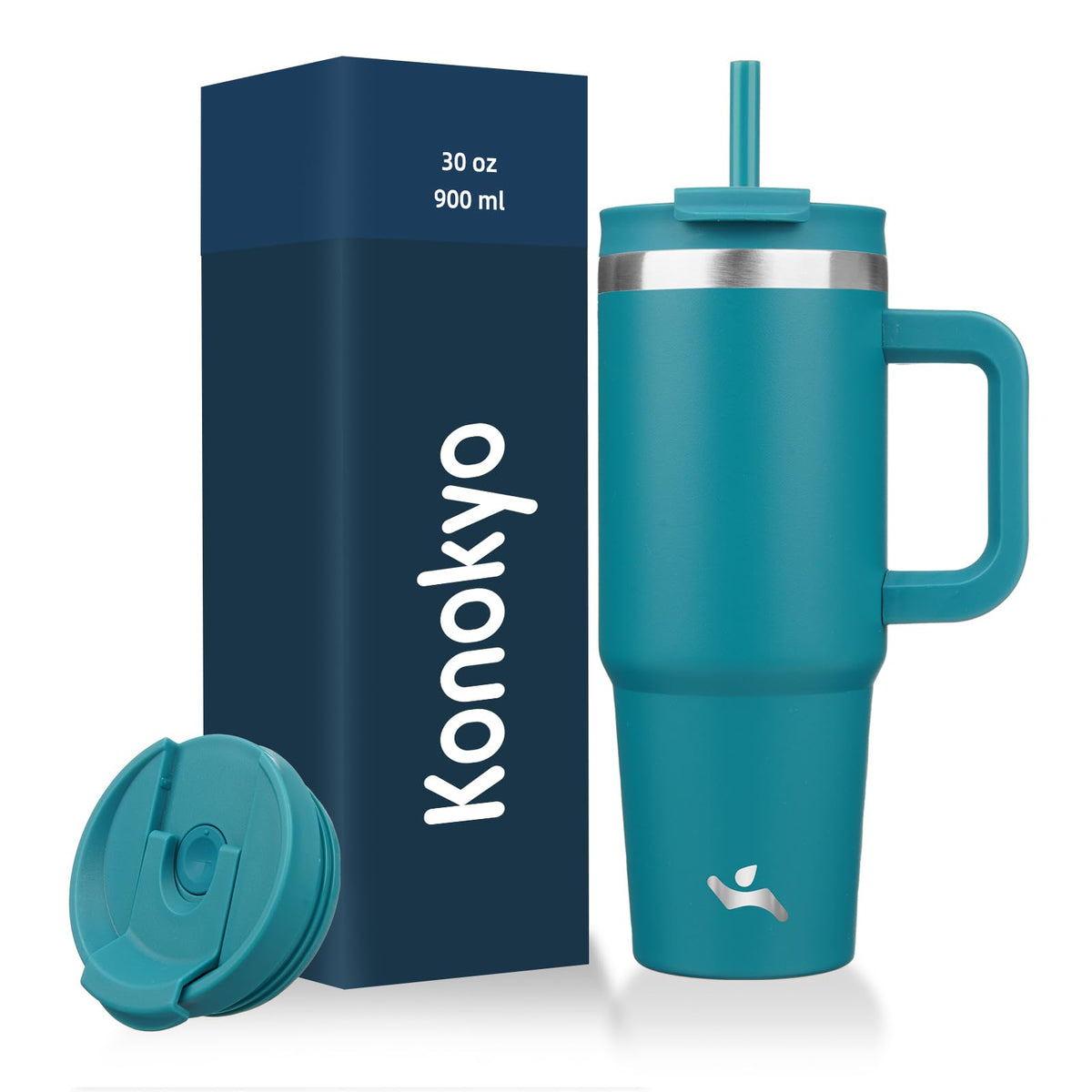 Konokyo 40 oz Insulated Tumbler Water Bottle with Handle, Straw Lid