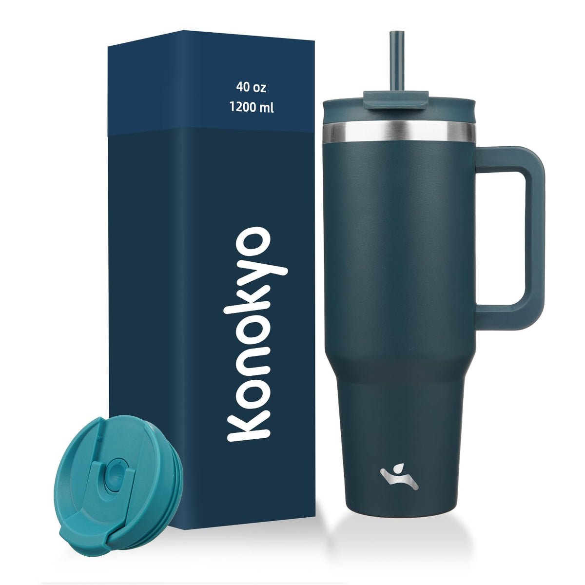 Konokyo 30 oz Insulated Tumbler Water Bottle with Handle, Straw Lid