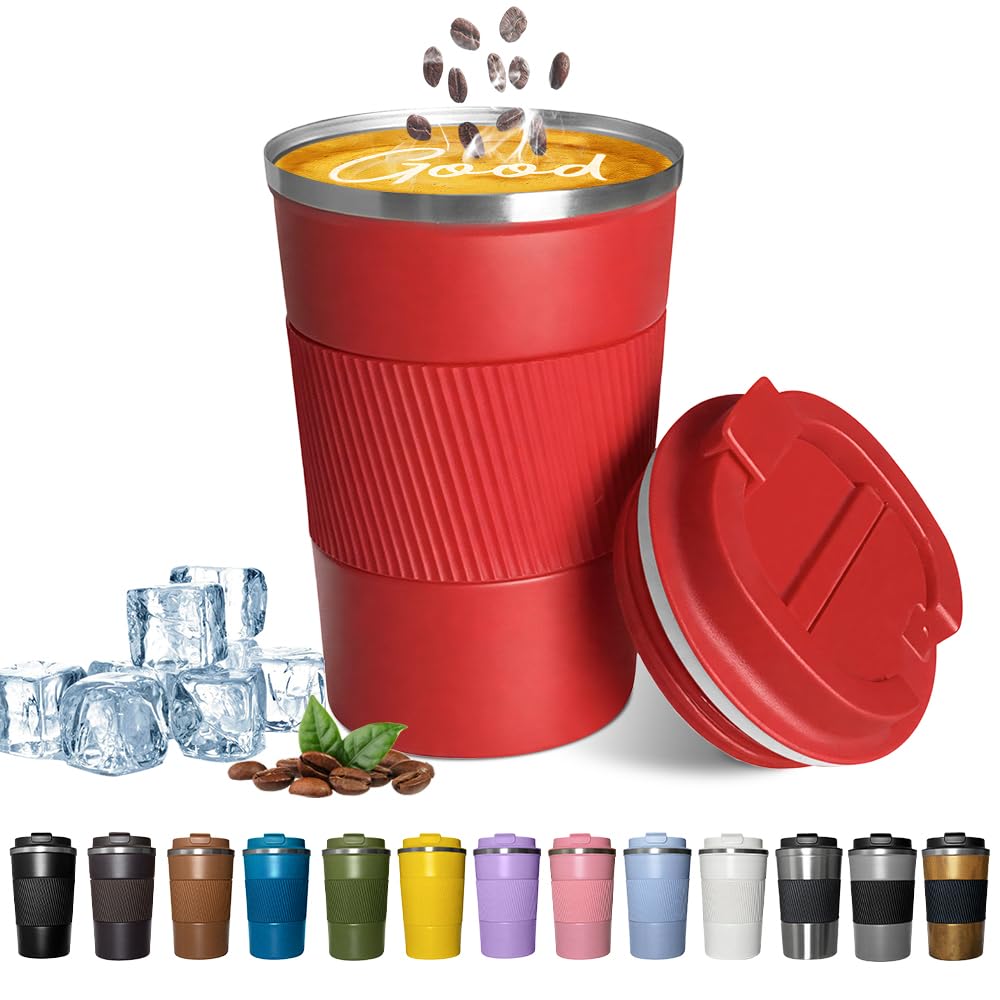 Insulated Travel Coffee Mug, Stainless Steel Coffee Cup with Leakproof Lid