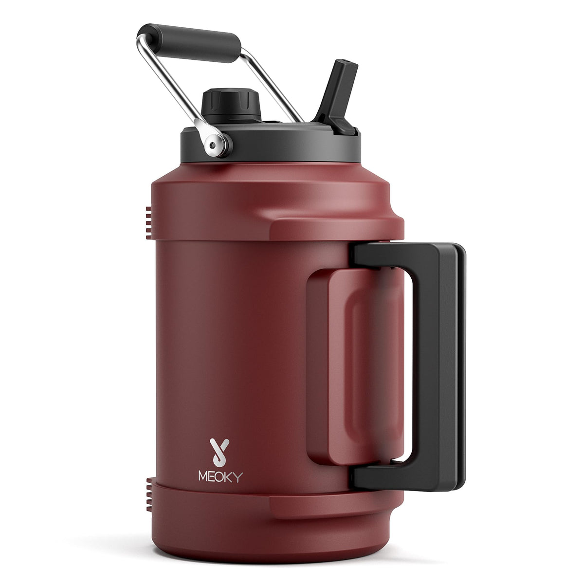 1 Gallon Insulated Water Bottle for Sports: Meoky 128 oz Triple Wall Vacuum Stainless Steel Water Jug - Top and Side Handles, Cold for 48 Hrs, 2-in-1 Straw and Spout Lid, Leak Proof for Hiking (Night)