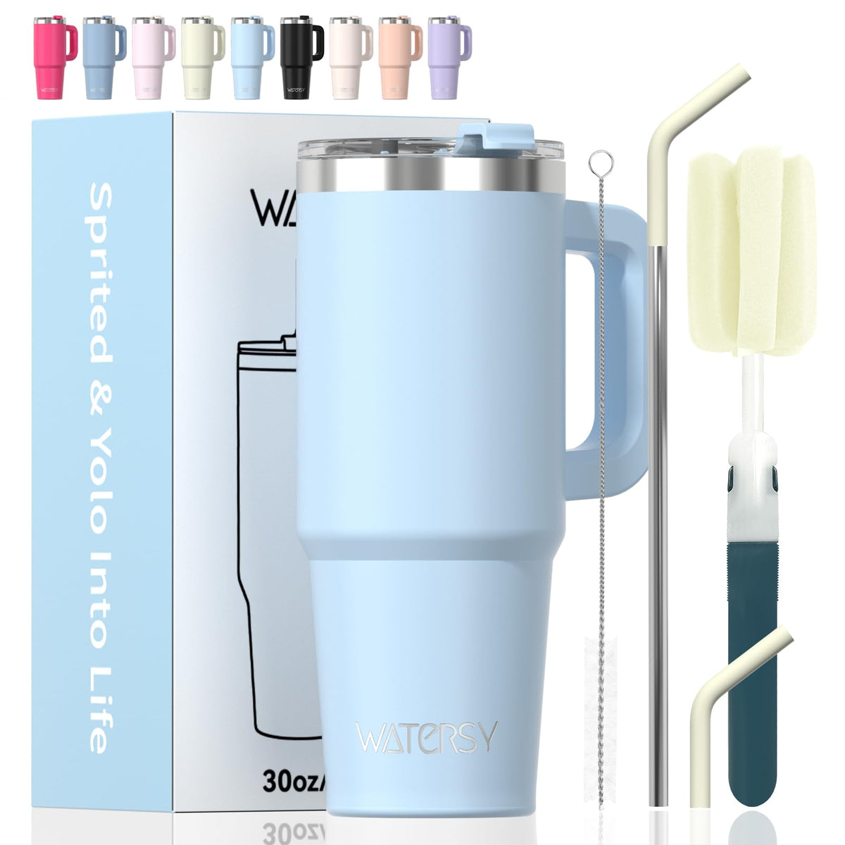 40 oz Tumbler with Handle,Tumbler with Lid and Straw,Double Wall Insulated Cup Stainless Steel Travel Mug(Cold for 34 Hours),Water Bottle for Iced Tea,Coffee,Cold Beverages(Purple)
