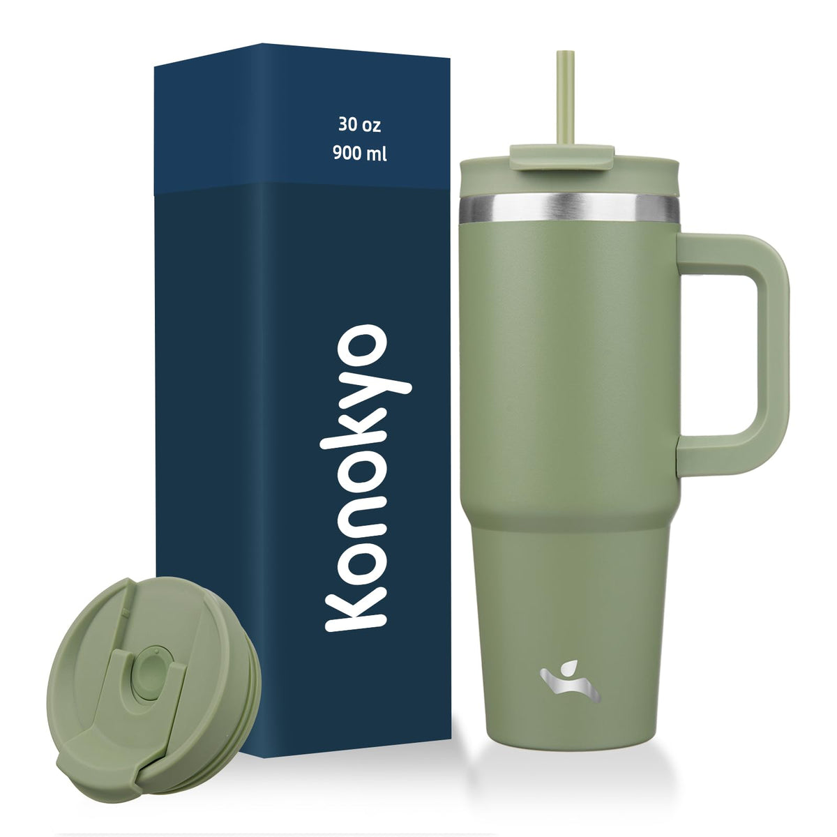 Konokyo 30 oz Insulated Tumbler Water Bottle with Handle, Straw Lid