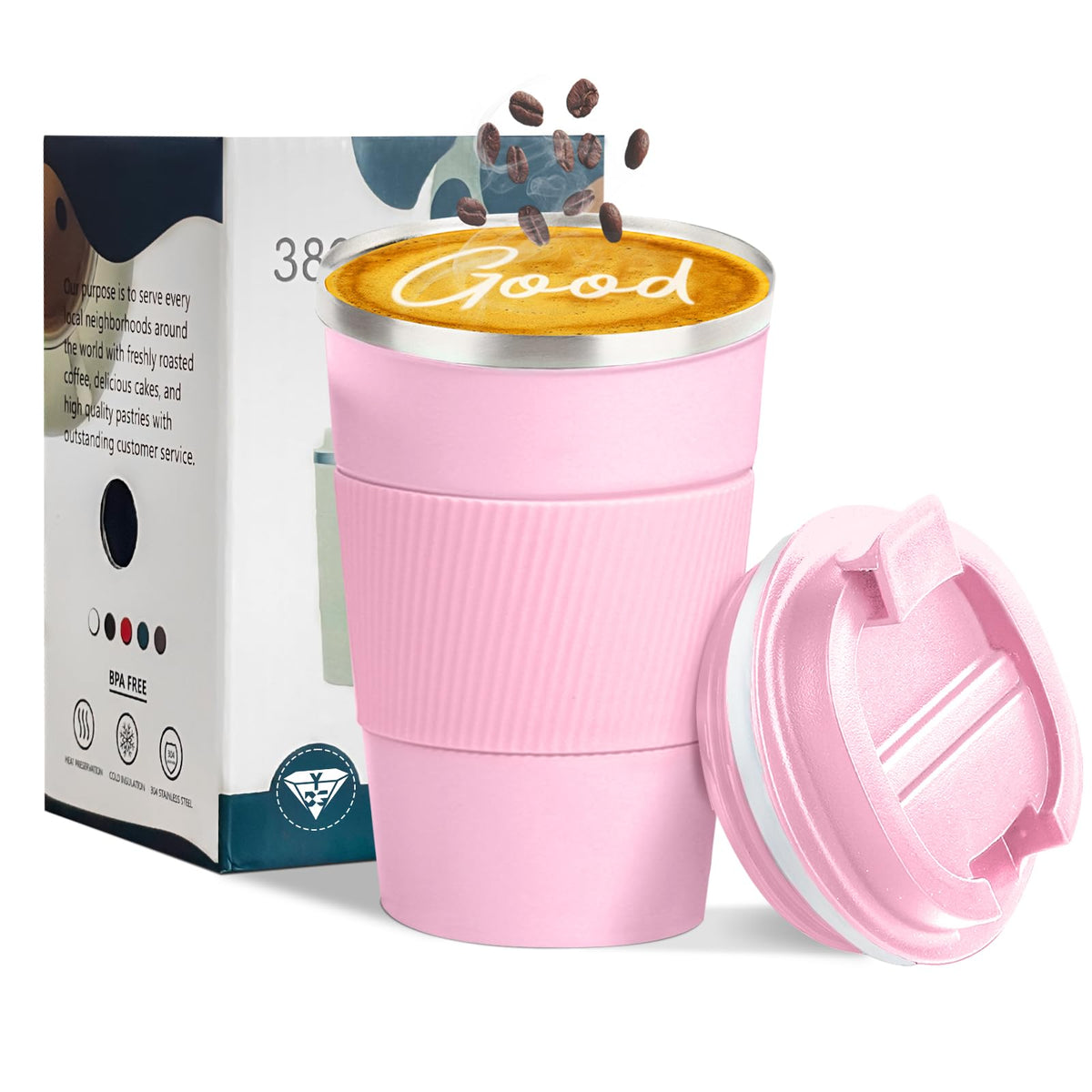 Insulated Travel Coffee Mug, Stainless Steel Coffee Cup with Leakproof Lid