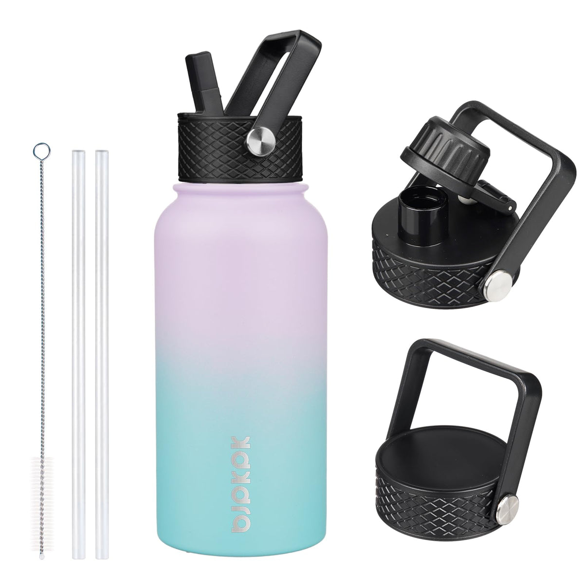 BJPKPK 64oz Insulated Water Bottle, Half Gallon Water Jug with Straw Lid
