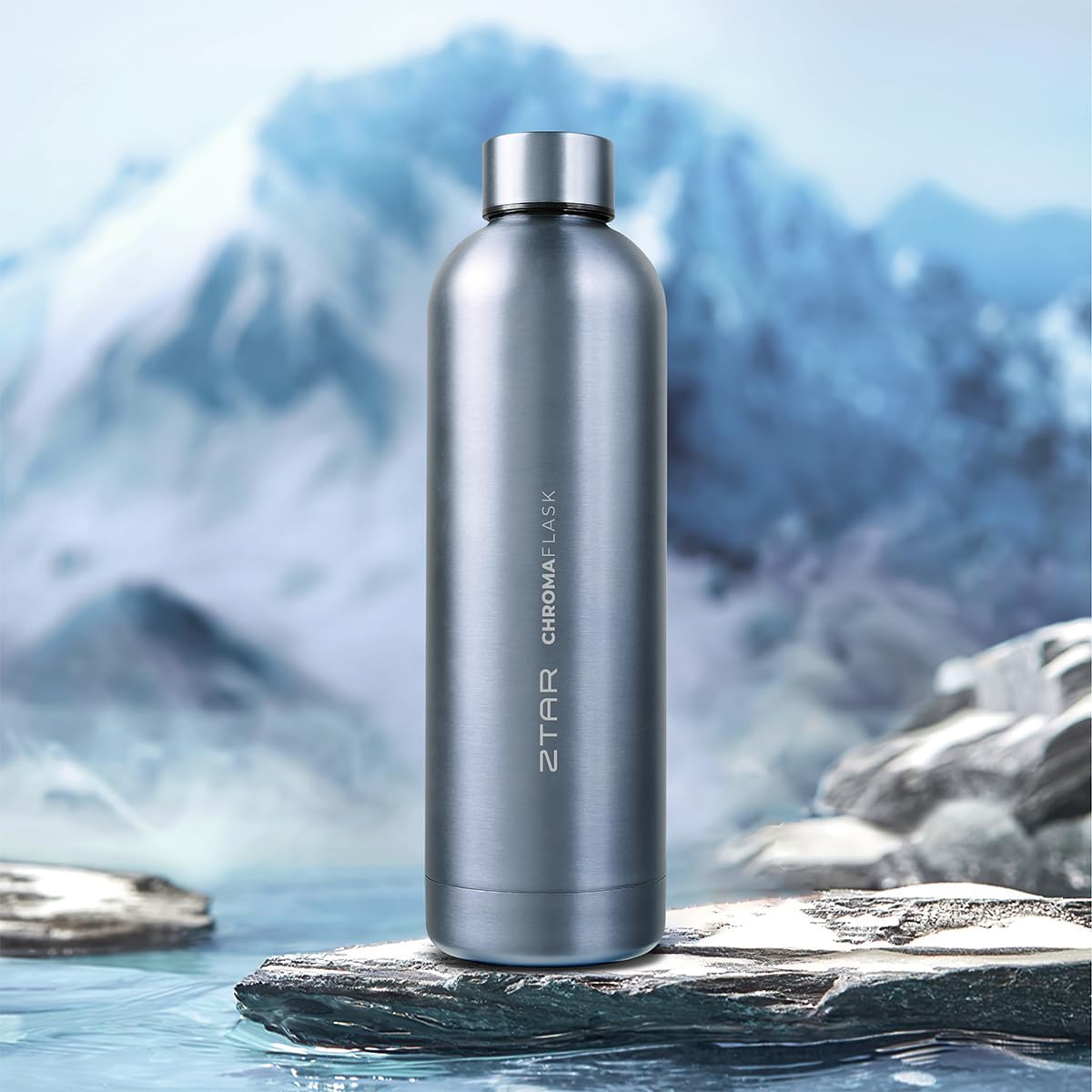 ZTAR Chroma Flask Insulated Stainless Steel Water Bottle – Leak-Proof, Keeps Drinks cool or warm, For Travel, Gym, and Office, Ideal Gift for Women, Men & Kids, 25oz (750ml) - Gray