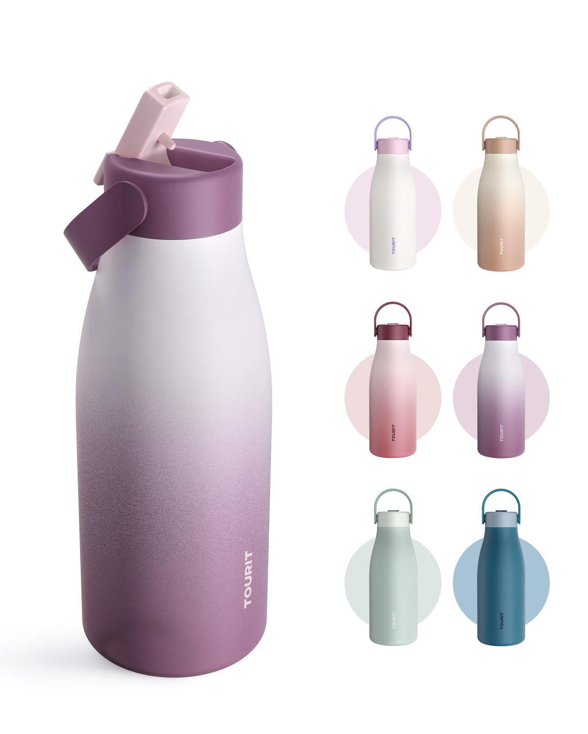 TOURIT 12oz Small Insulated Water Bottle Travel Flask Mug, Saxony Blue