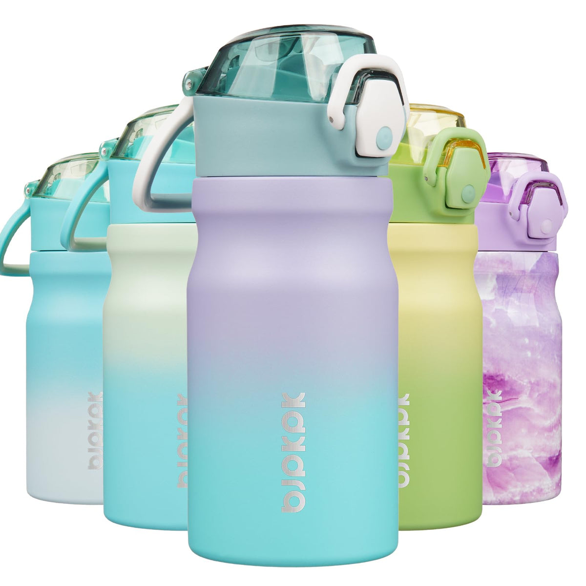 BJPKPK 18 oz Water Bottle with Straw & Handle, Insulated Stainless Flask