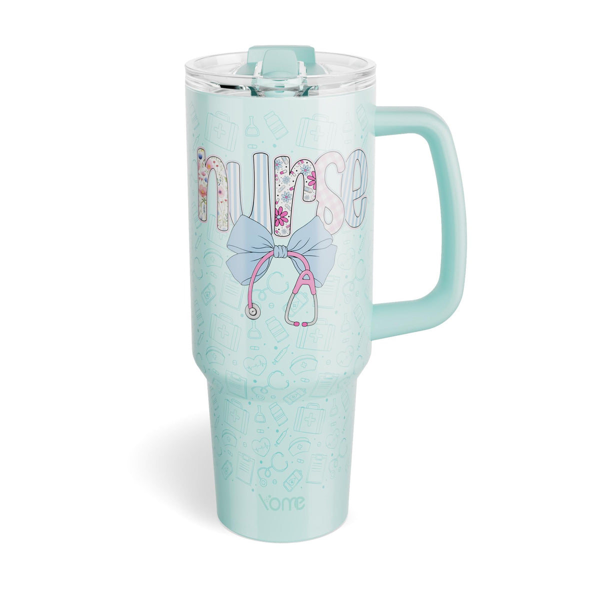YOME 40 oz Bow Pink Tumbler with Handle and Flip Straw for Women | Stainless Steel Insulated Water Bottle | Keeps Drinks Cold | Dishwasher Safe | Cupholder Friendly | Gift Gym Travel Yoga