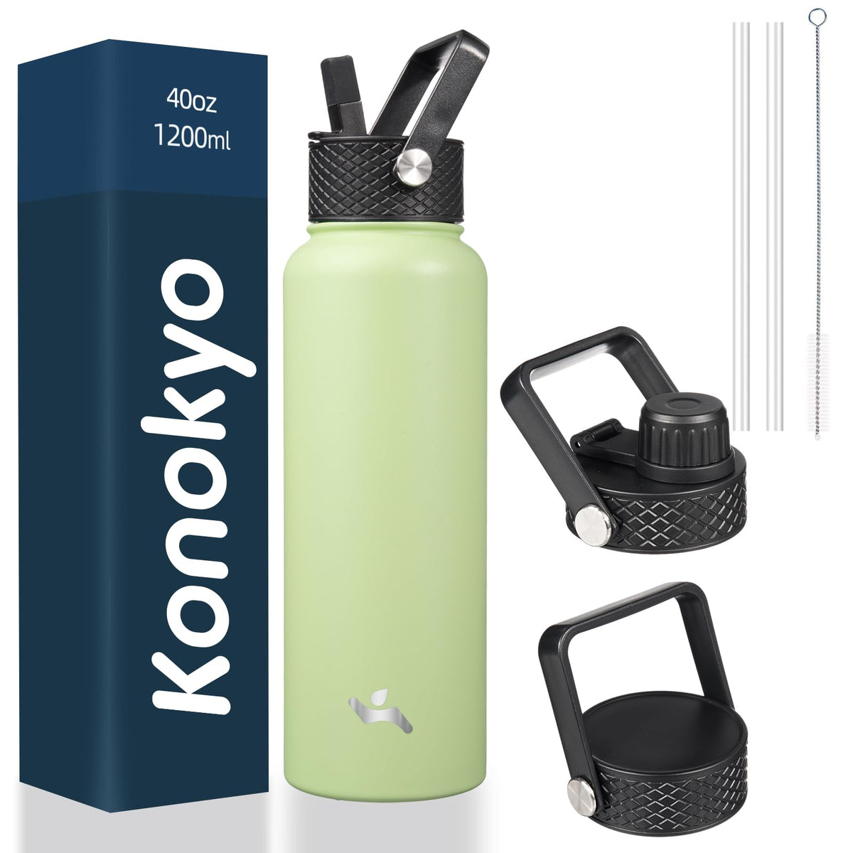 Konokyo 22 oz Insulated Stainless Steel Water Bottle with Straw Lid