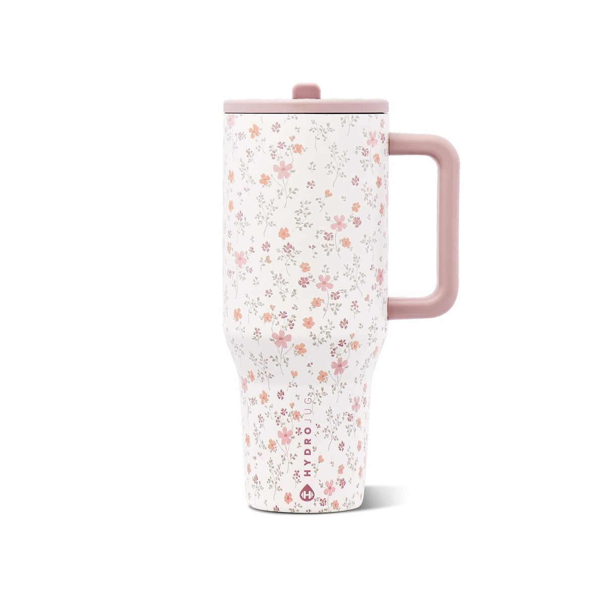 HydroJug Traveler 40oz, Insulated Tumbler with Handle & Straw, Pink Sand