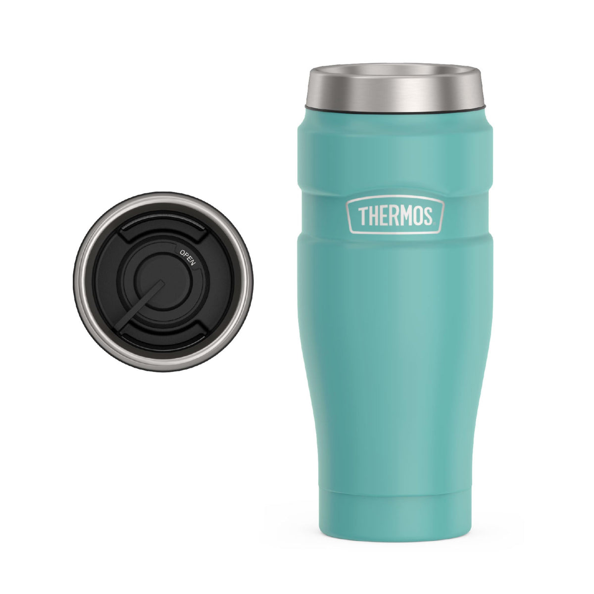 THERMOS Stainless King Vacuum-Insulated Travel Tumbler, 16 Ounce, Matte Steel