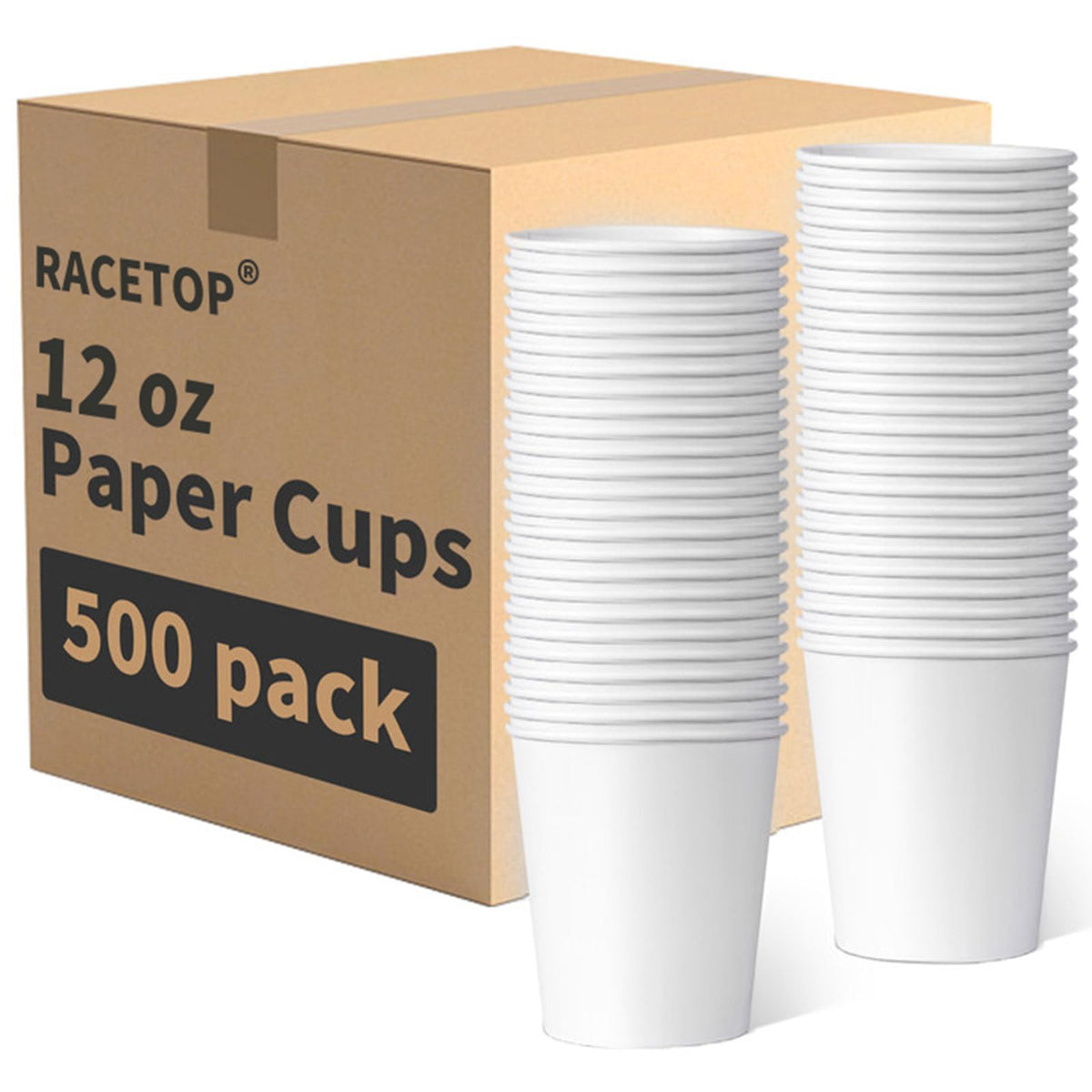 RACETOP 8 oz Disposable Coffee Cups 500 pack, Hot Coffee Cups
