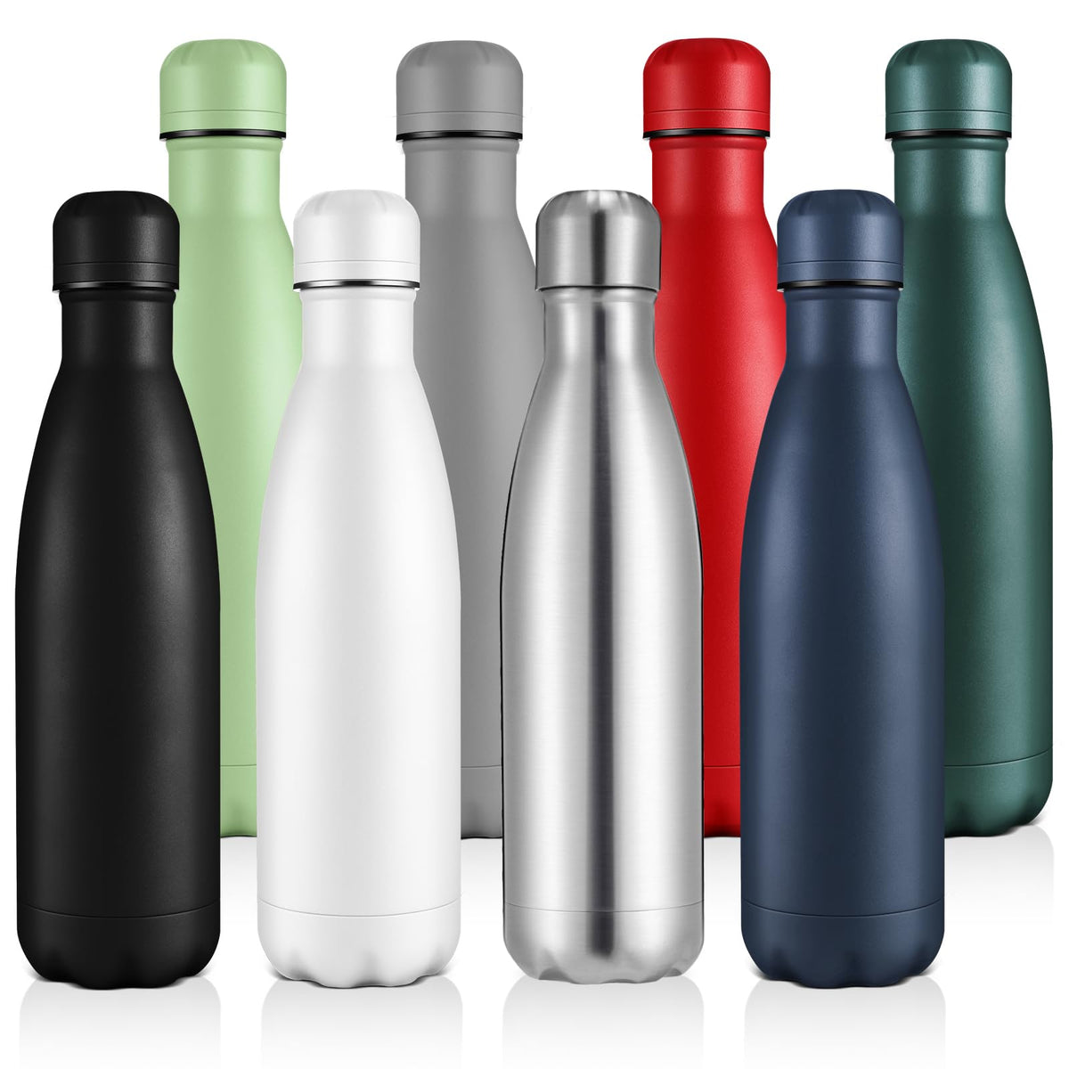 Volhoply 17oz Insulated Stainless Steel Water Bottle（Silver,1 Pack)