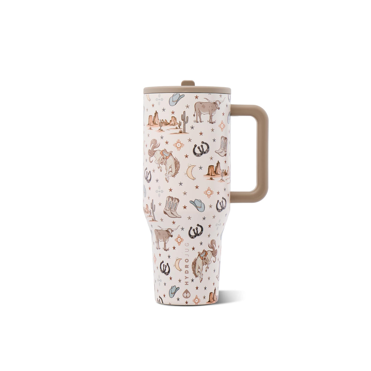 HydroJug Traveler 40oz, Insulated Tumbler with Handle & Straw, Cream