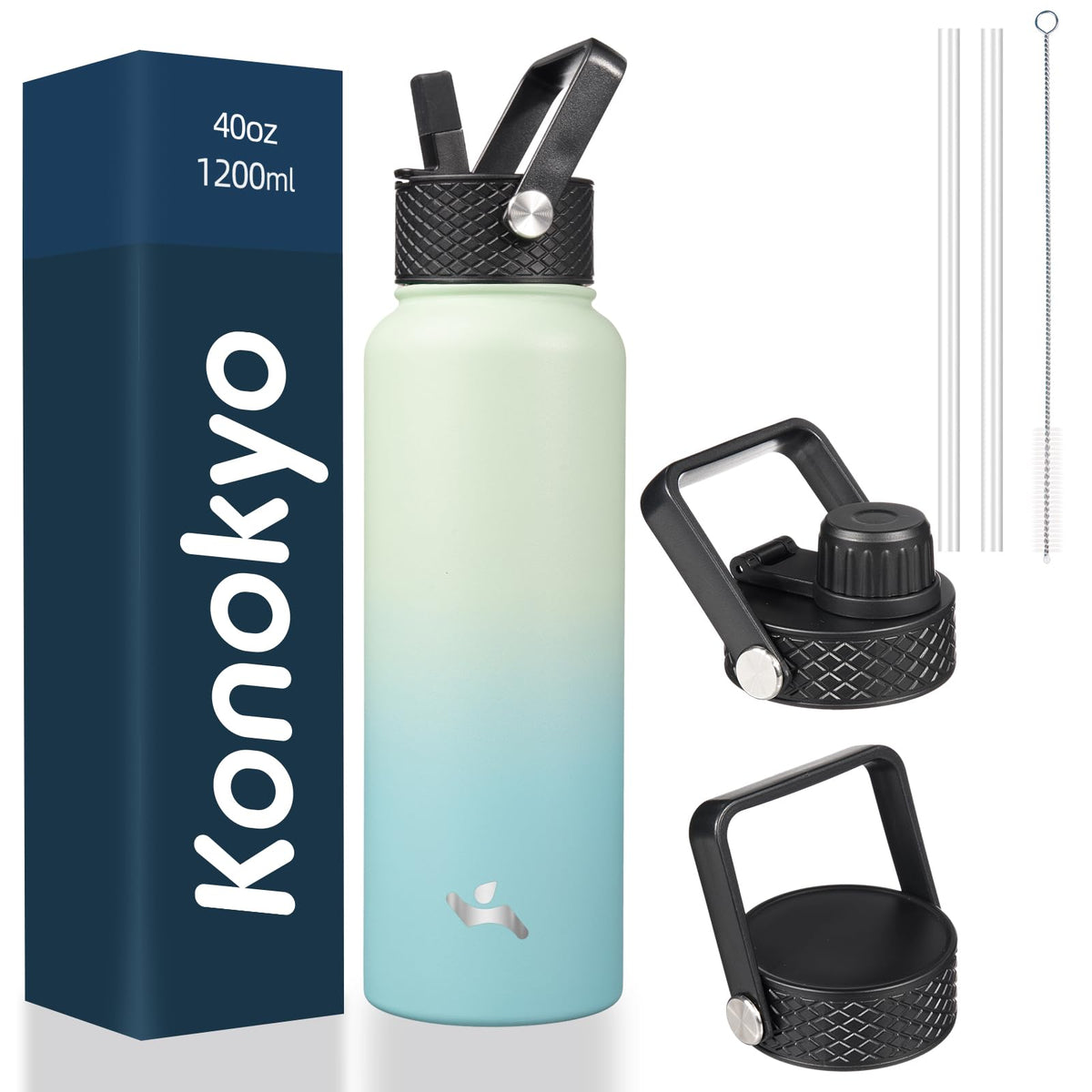 Konokyo 22 oz Insulated Stainless Steel Water Bottle with Straw Lid