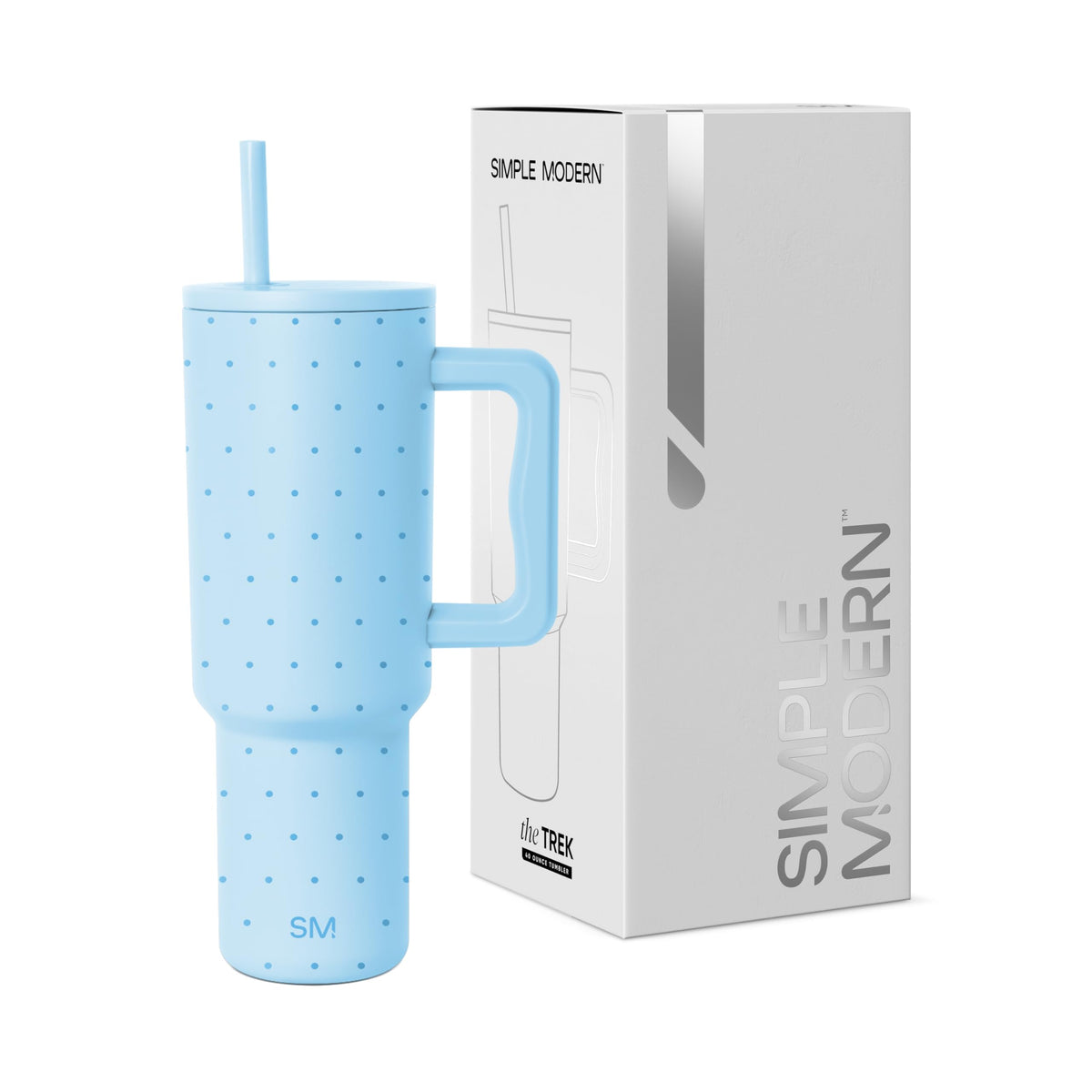 Simple Modern 40 oz Trek Tumbler with Handle and Straw Lid | Cup Holder Friendly Insulated Stainless Steel Travel Mug | Almond Birch
