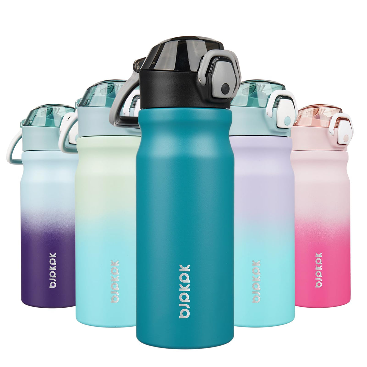 BJPKPK 18 oz Water Bottle with Straw & Handle, Insulated Stainless Flask