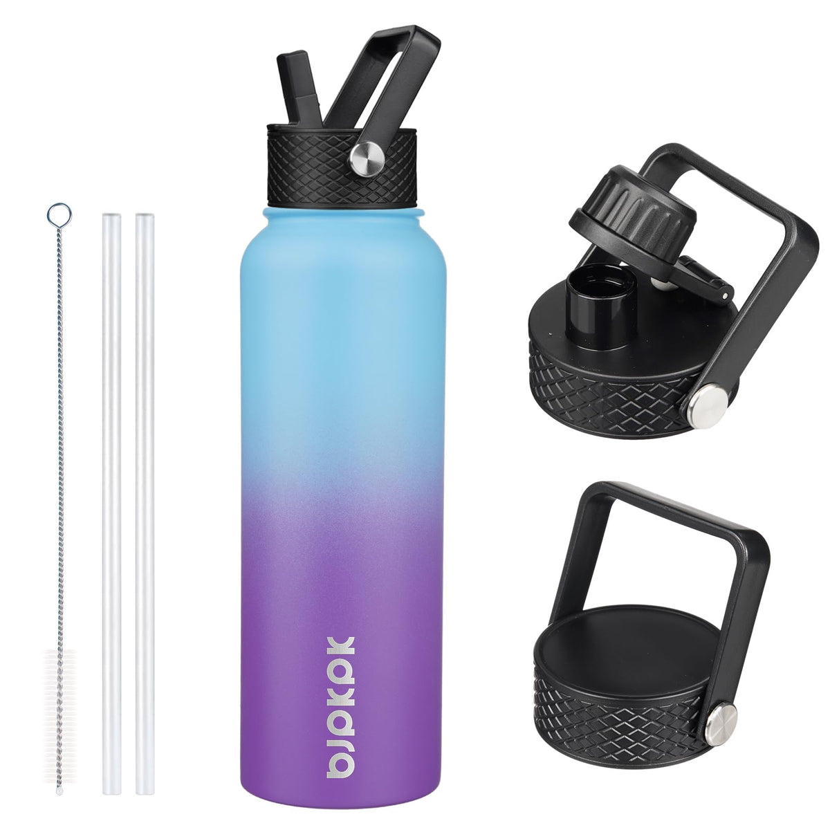 BJPKPK 64oz Insulated Water Bottle, Half Gallon Water Jug with Straw Lid