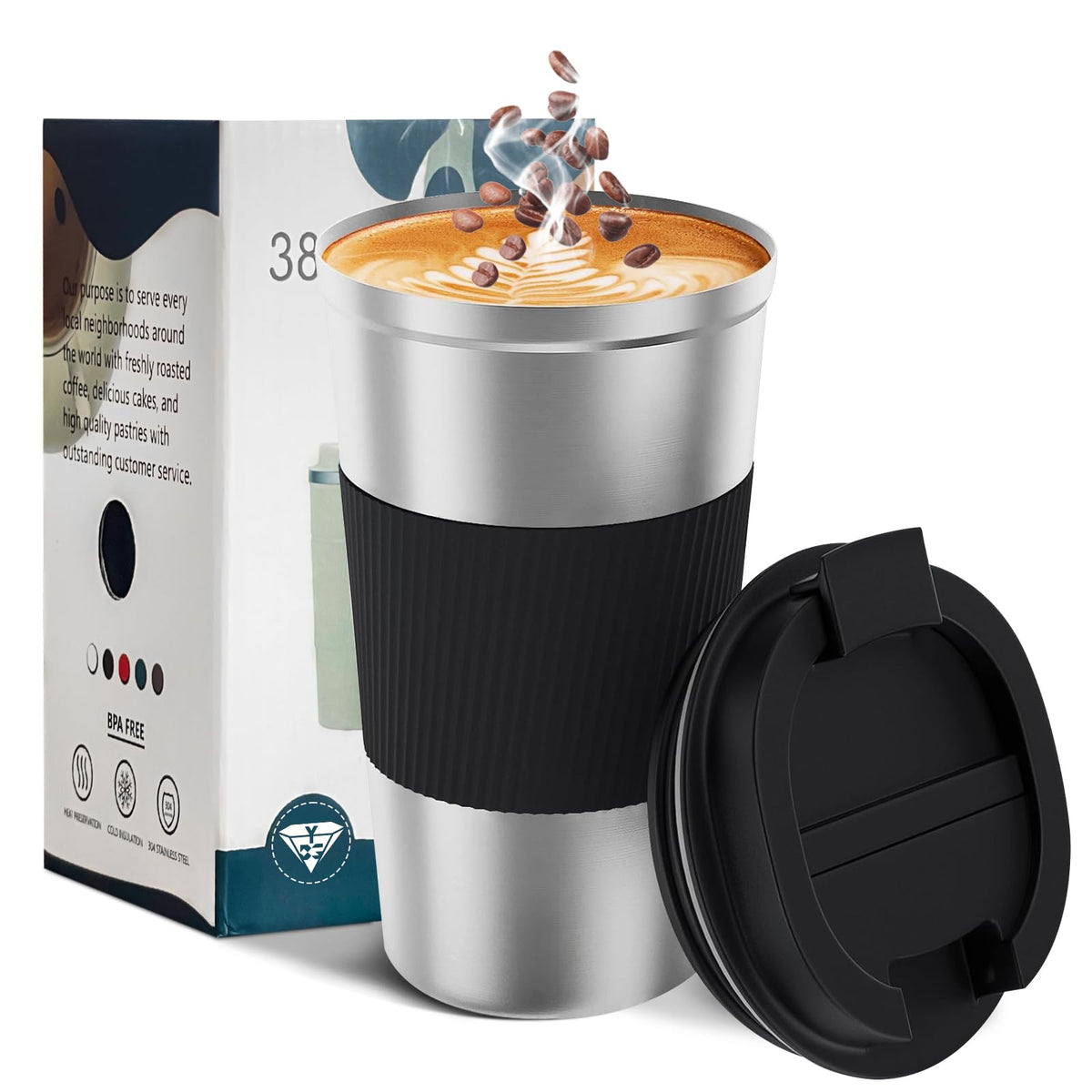 Insulated Travel Coffee Mug, Stainless Steel Coffee Cup with Leakproof Lid