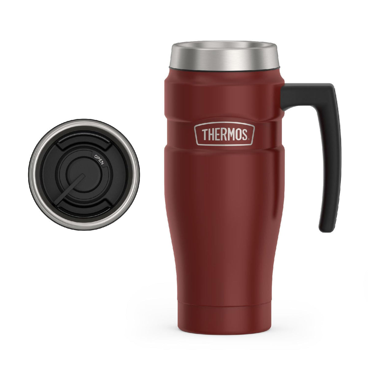THERMOS Stainless King Vacuum-Insulated Travel Tumbler, 16 Ounce, Matte Steel