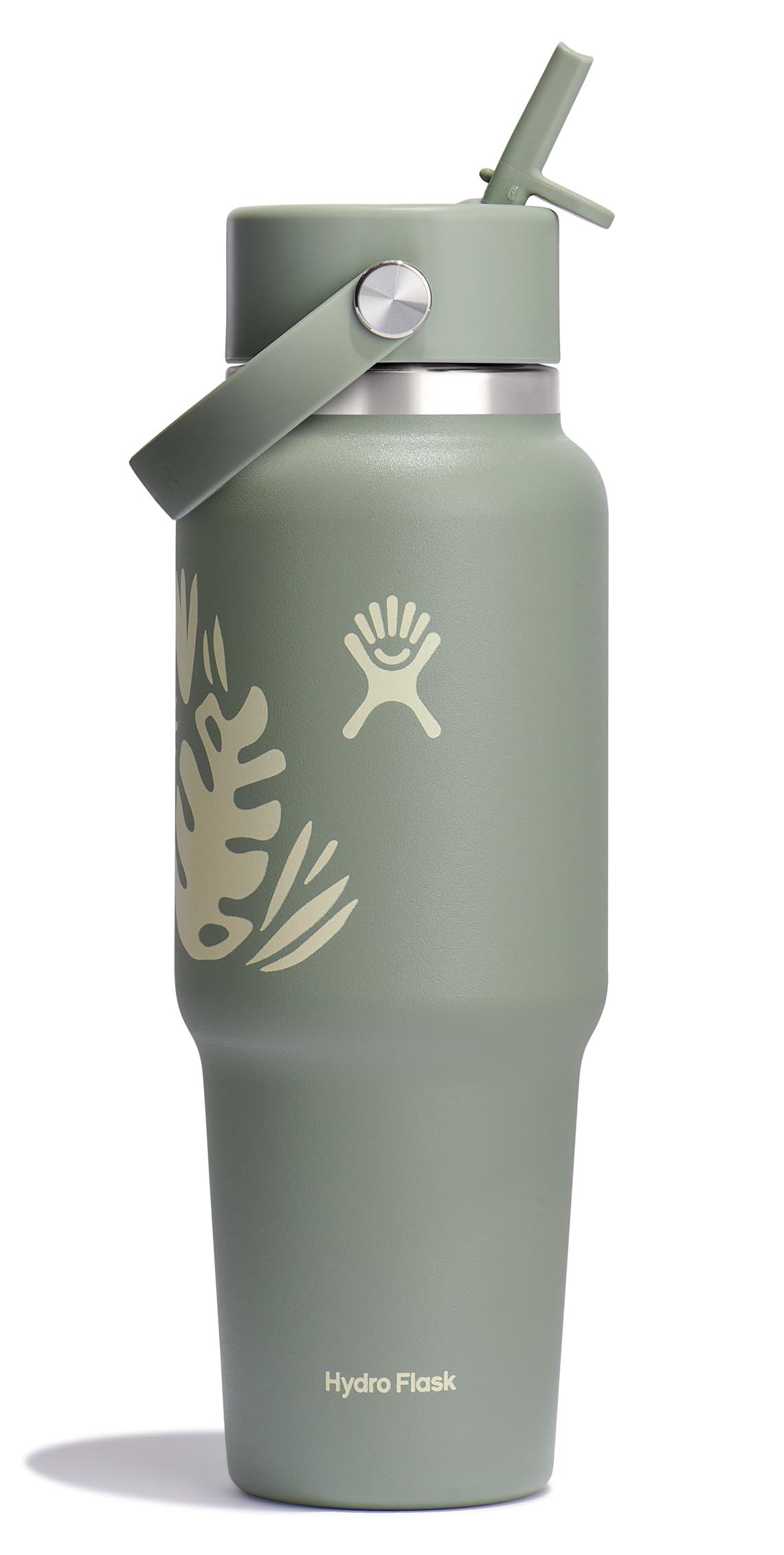 Hydro Flask Travel Water Bottle - Insulated Stainless Steel - Wide Straw Lid, Non Spill, Leakproof in 32 Oz Sandpiper