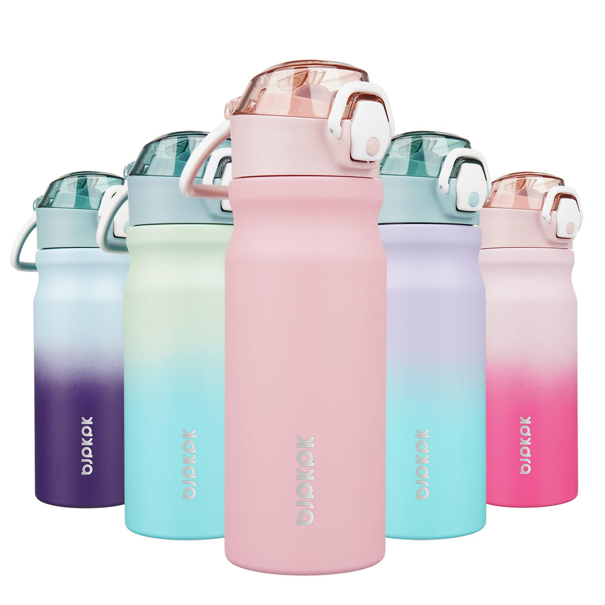 BJPKPK 18 oz Water Bottle with Straw & Handle, Insulated Stainless Flask