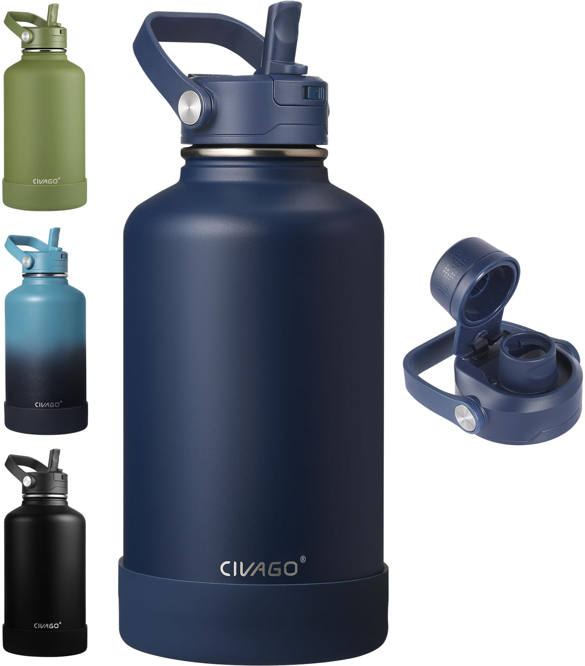 CIVAGO 24 oz Insulated Stainless Steel Water Bottle with Removable Straw