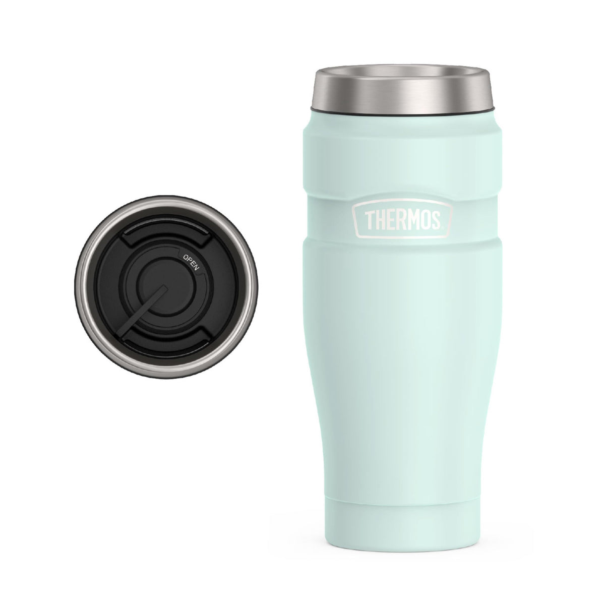 THERMOS Stainless King Vacuum-Insulated Travel Tumbler, 16 Ounce, Matte Steel