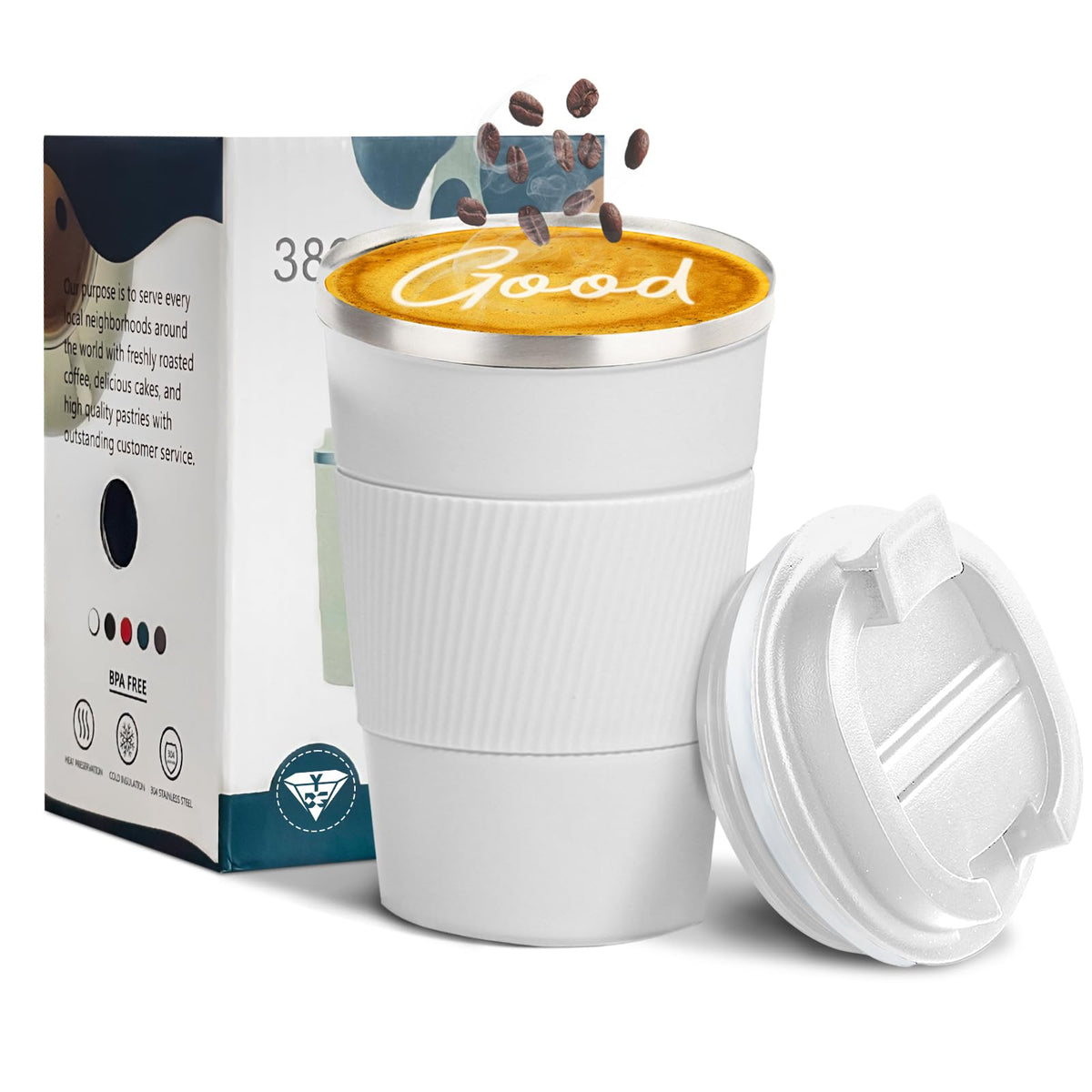 Insulated Travel Coffee Mug, Stainless Steel Coffee Cup with Leakproof Lid