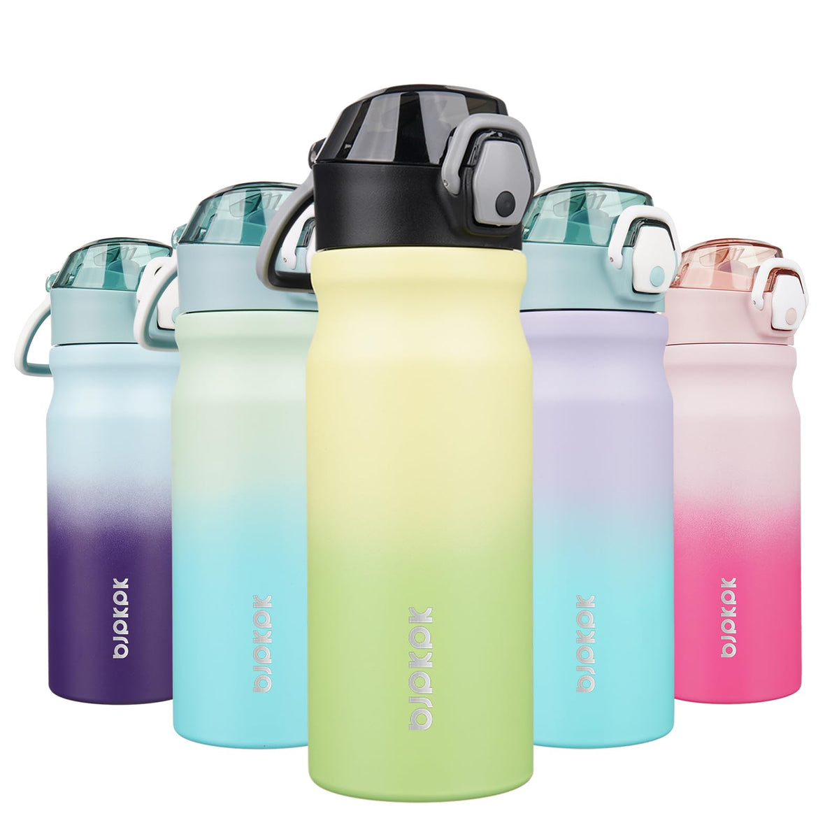 BJPKPK 18 oz Water Bottle with Straw & Handle, Insulated Stainless Flask